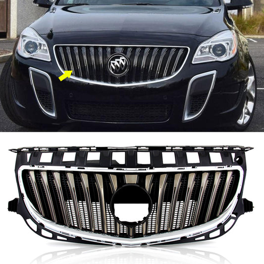 For 2015-2017 Buick Regal w/o GS Front Bumper Upper Grille Assembly Black/Chrome