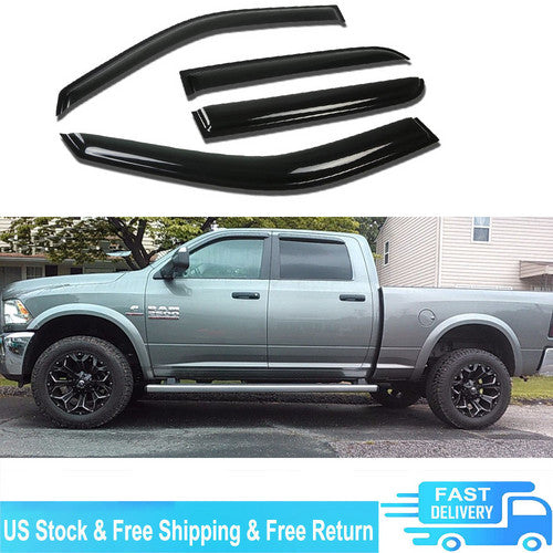 For 2009-2014 Ram 1500 2500 3500 Smoke Tint Window Visor Sun Wind/Rain Deflector