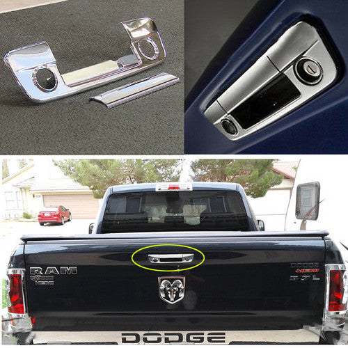 For 2009-2017 Dodge Ram 1500 Chrome TailGate Covers W/Cam Camera Hole Cutout