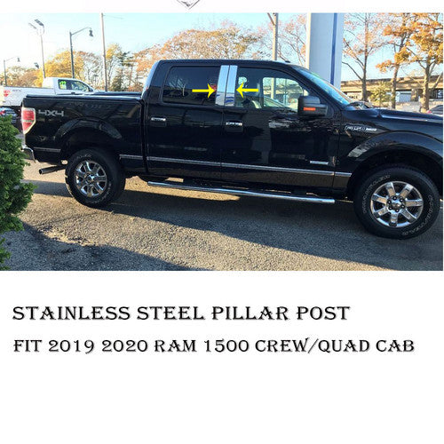 Stainless Steel Pillar Post Fit Ram 1500 Crew/Quad Cab 2019 2020 Dodge