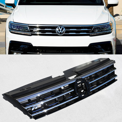 Front Upper Grille Grill W/Chrome Trim for 2018-2020 VW Volkswagen Tiguan