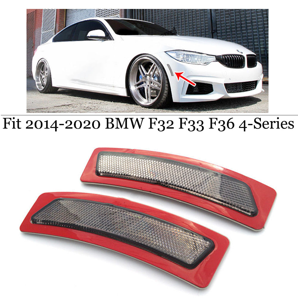 FOR 2014+ BMW F32 F33 F36 4-Series Dark Smoke Side Marker Lamps BUMPER REFLECTOR