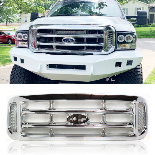 Chrome For 1999-2004 Ford F-250 F-350  F-450 Super Duty Front Bumper Grille