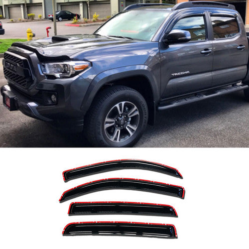 In-channel Rain Deflector Window Visors For 16 17 18 19 Toyota Tacoma Double Cab