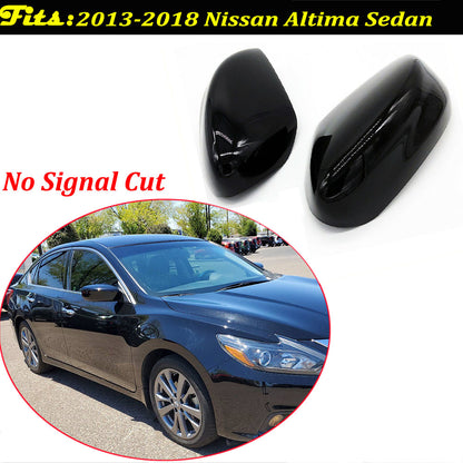 For 2013-2018 Nissan Altima Sedan Glossy Black Mirror Cover No Signal Cut 2PCS