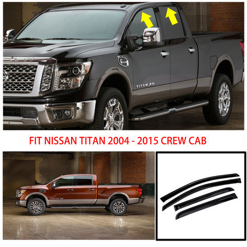 Fit 2004-2014 2015 Nissan Titan Crew Cab Window Visors Vent Rain Deflector