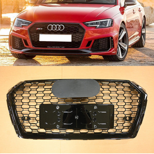 Fit 2017-2019 Audi A4/S4 B9 RS4 Grille Mesh Gloss Black Honeycomb Grill Grille