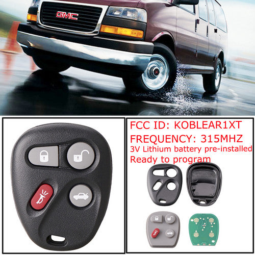GM Key Fob KOBLEAR1XT Keyless Entry Remote 4 Btn 25695954 Mem 1