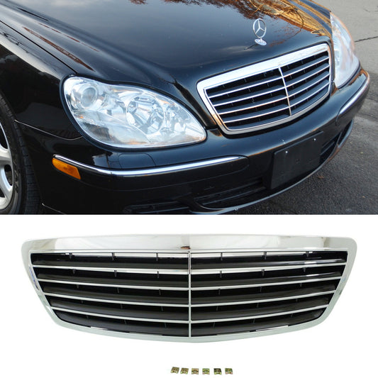 Front Bumper Grill Grille For 2003-2006 Mercedes Benz S430 S500 Chrome& Black