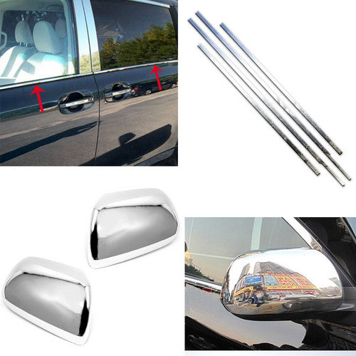 For 2011-2017 2018 2019 Toyota Sienna Chrome Mirror Covers + Window Sills TRIMS