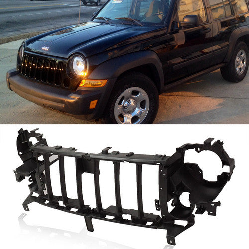 Front Bumper Grille Header Panel For 2005-2007 Jeep Liberty w/ Fog Light Holes