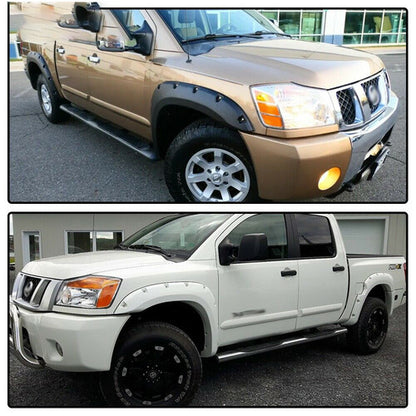 Pocket Rivet Style Fender Flares Textured Black Fit For 2004-2015 Nissan Titan