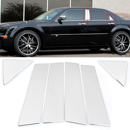 6pc Stainless Steel Door Pillar Post Trims For 2005-2010 Chrysler 300/300C Sedan