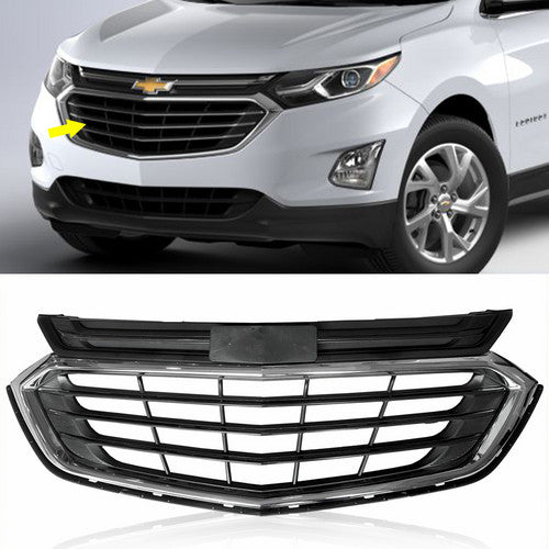 Front Upper Grille Black Fit 2018-2021 Chevrolet Equinox W/ Chrome Trim