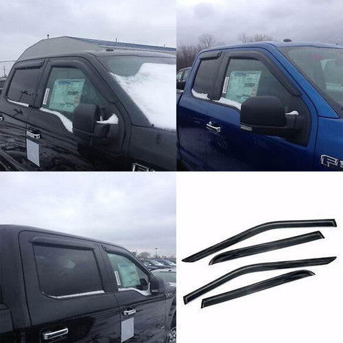 For 2015 2016 2017 Ford F-150 Crew Cab Window Visor Vent Rain Guard Deflector