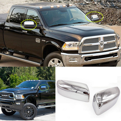 For 2009-2018 RAM 2500 3500 W/O Signal Cutout Top Half Chrome Tow Mirror Covers