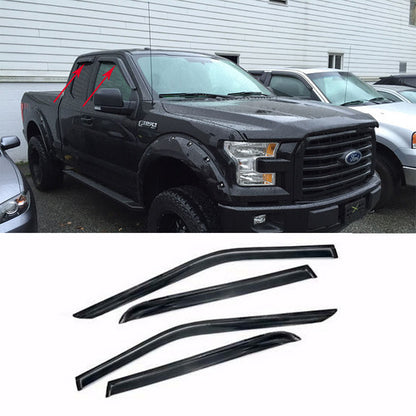 For 2015 2016 2017 Ford F-150 Crew Cab Window Visor Vent Rain Guard Deflector