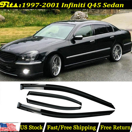 Tape-On Window Visor Rain Deflector 4PCS For 1997-2000 2001 Infiniti Q45 Sedan