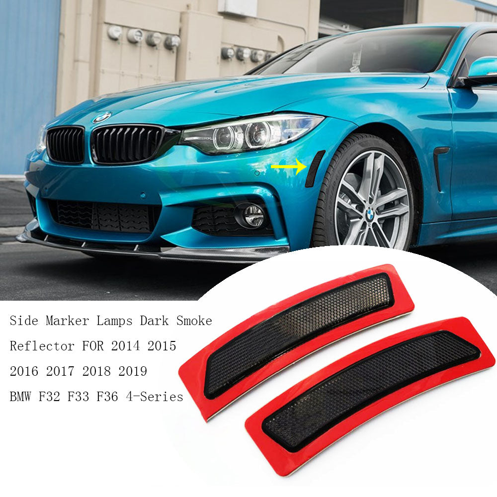 FOR 2014+ BMW F32 F33 F36 4-Series Dark Smoke Side Marker Lamps BUMPER REFLECTOR