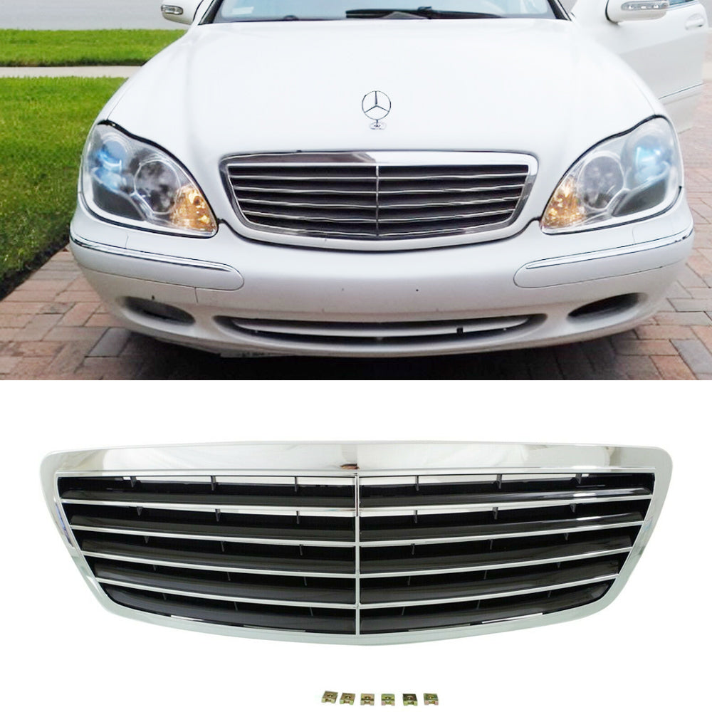 Front Bumper Grill Grille For 2003-2006 Mercedes Benz S430 S500 Chrome& Black