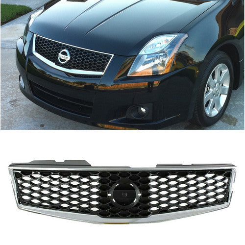 Front Bumper Grille Grill NI1200235 For 2009-2012 Nissan Sentra Chrome&Gray