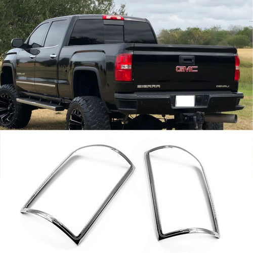 2PC Taillight Covers For 2014-2017 GMC Sierra 1500 2500 Chrome Tail Light Cover