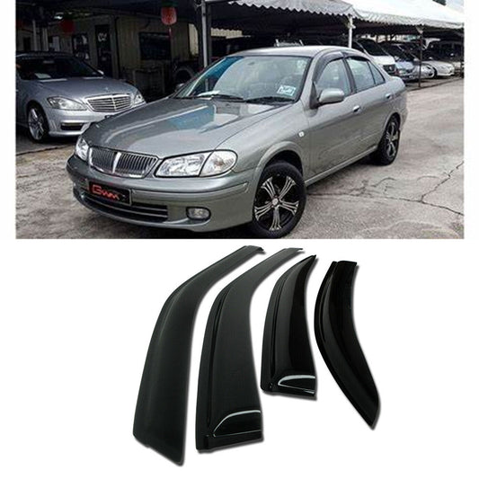 4PC Black Weather Guard Window Visor Vent For 2000-2006 Nissan Sentra 4Dr Sedan