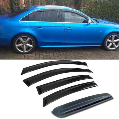 5PC Window Visor Sunroof Guard Rain Deflector For 2002-2008 Audi A4/S4 Sedan