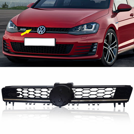 Fit 2015 2016 VW MK7 Golf GTI Front Bupmer Grille Black Honeycomb w/ Chrome Trim