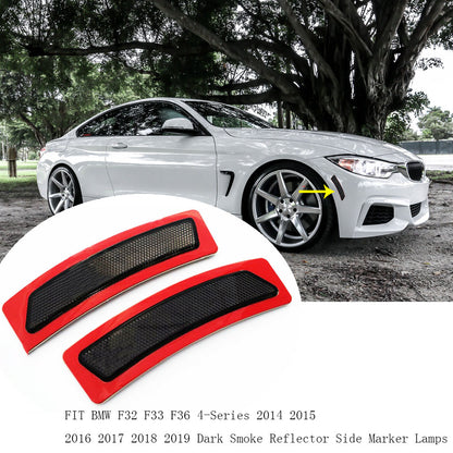 FOR 2014+ BMW F32 F33 F36 4-Series Dark Smoke Side Marker Lamps BUMPER REFLECTOR