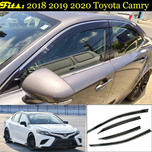 Fit 2018 2019 2020 Toyota Camry Window Vent Visors Deflectors Chrome With Clips