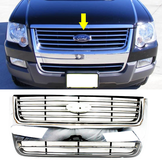 Front Bumper Chrome Grille For 2006 2007 2008 2009 2010 Ford Explorer