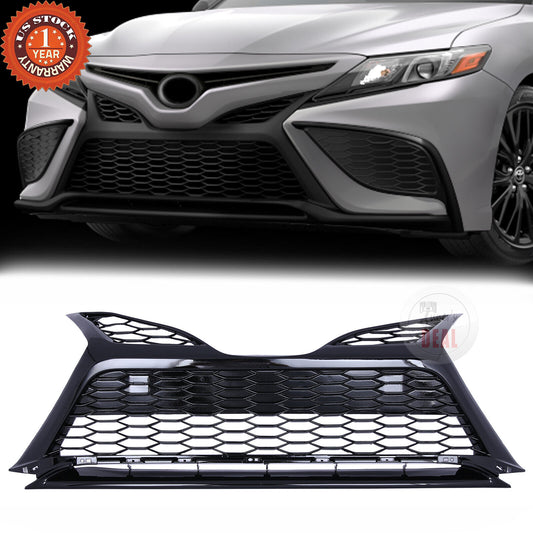 Front Lower Grille Glossy Black W/O Radar Hole Fit 2021-2022 Toyota Camry SE XSE