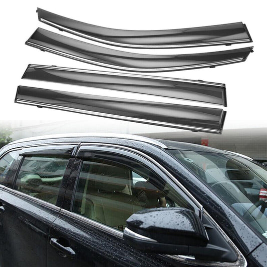 For 2014-2019 Toyota Highlander Window Visor Rain Guard Wind Deflectors Chrome