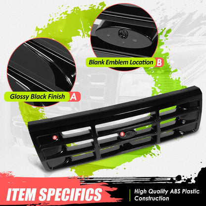 Factory Style Front Bumper Grille for Bronco F150 F250 F350 F53 F59 92-97 Black