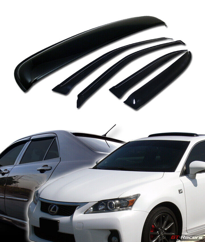 Smoke Sun Shade Vent Window Visors+Sunroof Moon Roof Guard For 01-05 Civic Sedan