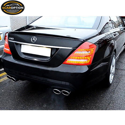 For 2007-2013 Mercedes-Benz W221 Sedan Rear Trunk Spoiler Wing Unpainted Black