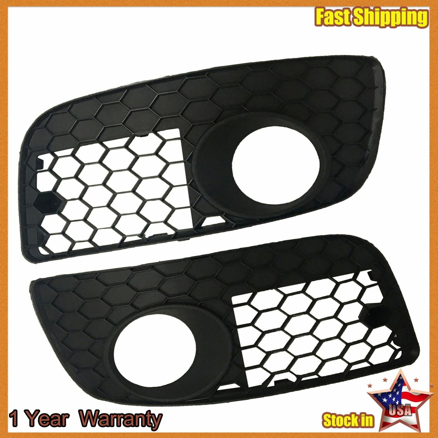 Set Honeycomb Hex Mesh Fog Light  cover Grille For VW Mk5 Gti Gli Jetta 2006-09