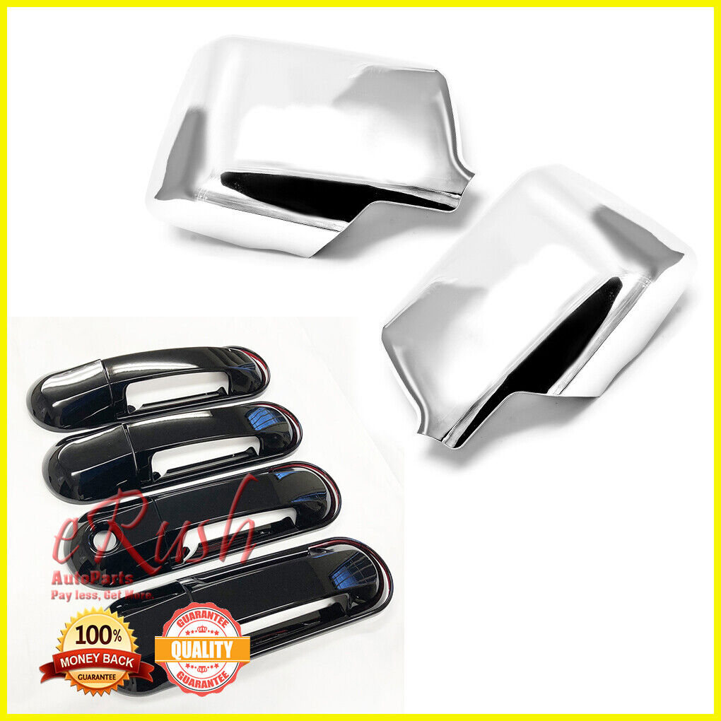 For 2006-2010 Ford Explorer+Sport Trac Chrome Mirror+Glossy Black Handle Covers