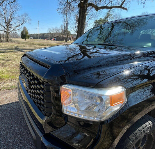 For 14-21 Toyota Tundra Platinum Style Upper Grille Hood Bulge Scoop Gloss Black