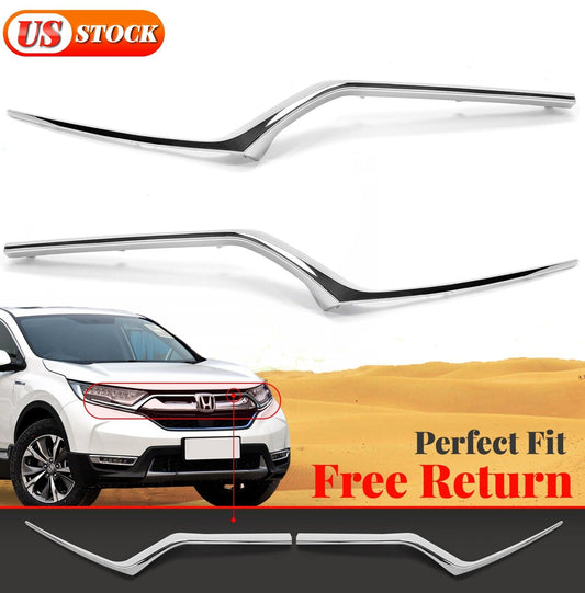 For 2017-2019 Honda CRV CR-V Chrome Trim Grille Headlight  Molding Pair