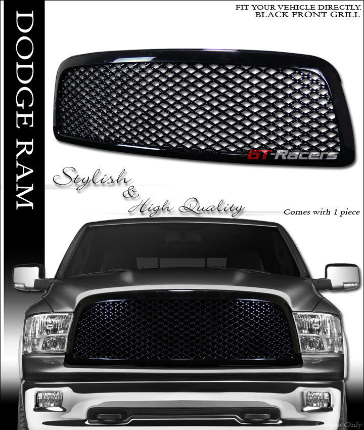 For 2009-2012 Dodge Ram 1500 Blk Luxury Mesh Front Bumper Grill Grille Guard ABS