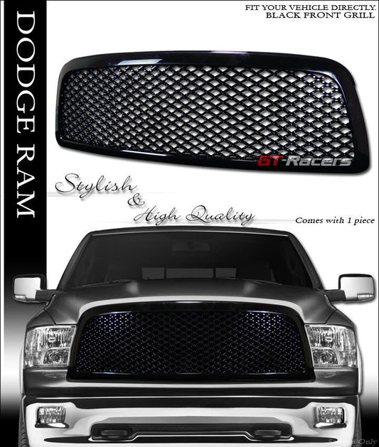 For 2009-2012 Dodge Ram 1500 Blk Luxury Mesh Front Bumper Grill Grille Guard ABS