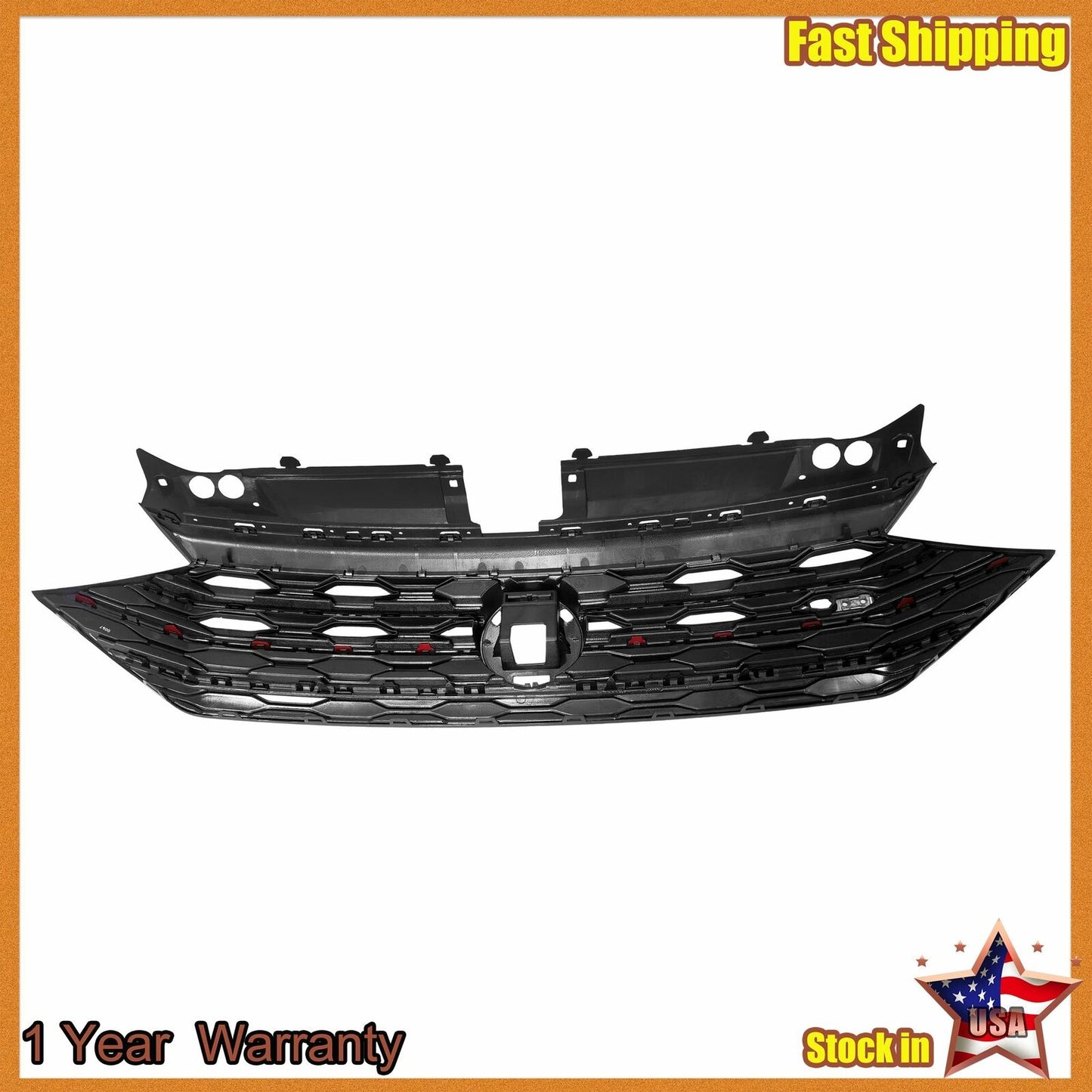 Honeycomb Grille Front Upper Red Trim w/o Sensor For 2019 2020 Volkswagen Jetta
