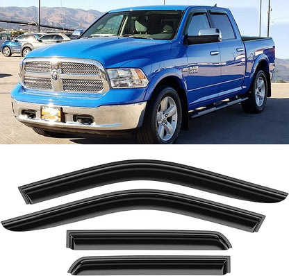 For Dodge Ram 1500 2500 3500 Crew Cab 2009-2018 Window Visors Sun Rain Deflector