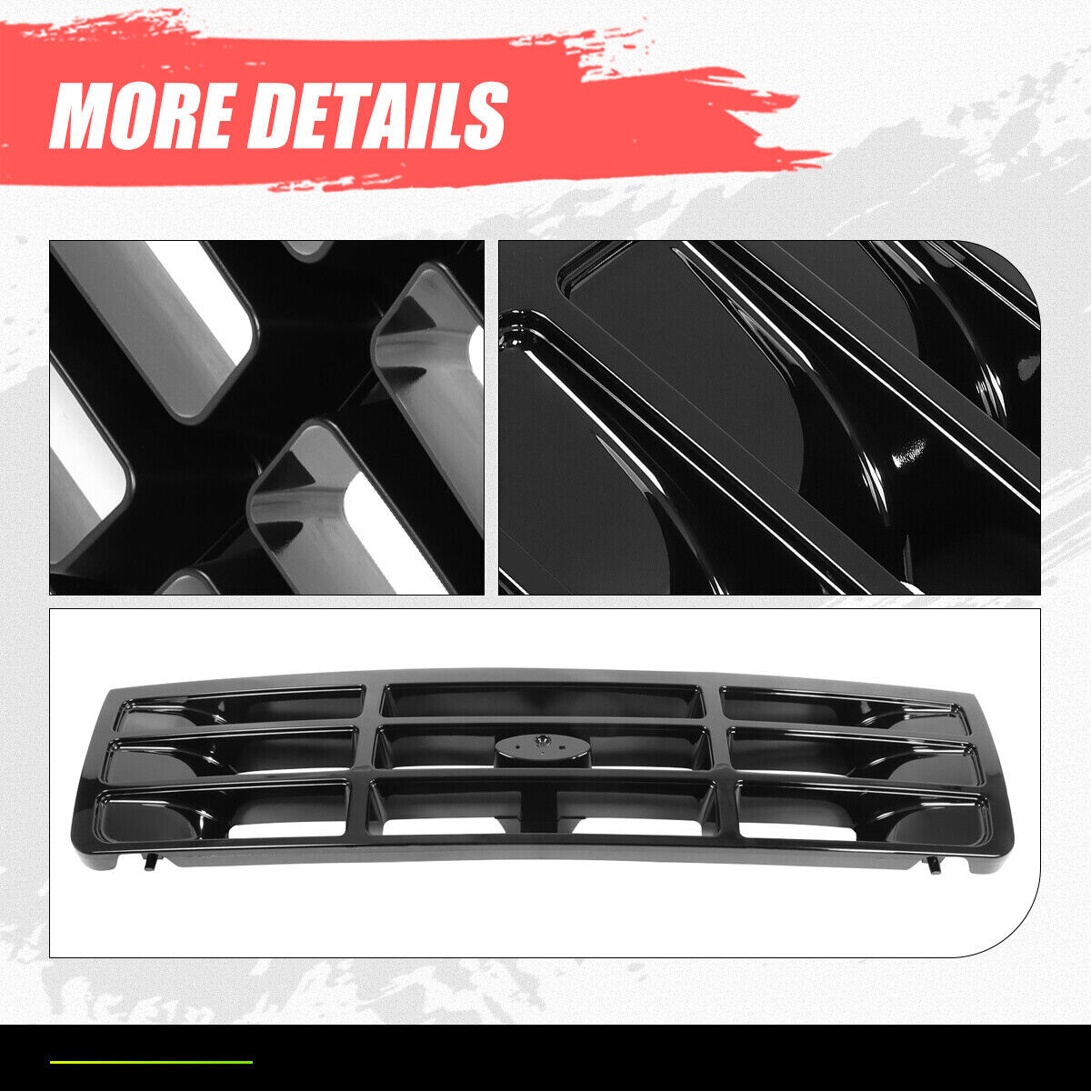 Factory Style Front Bumper Grille for Bronco F150 F250 F350 F53 F59 92-97 Black