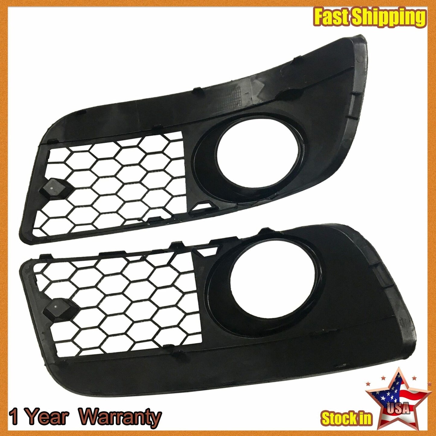 Set Honeycomb Hex Mesh Fog Light  cover Grille For VW Mk5 Gti Gli Jetta 2006-09