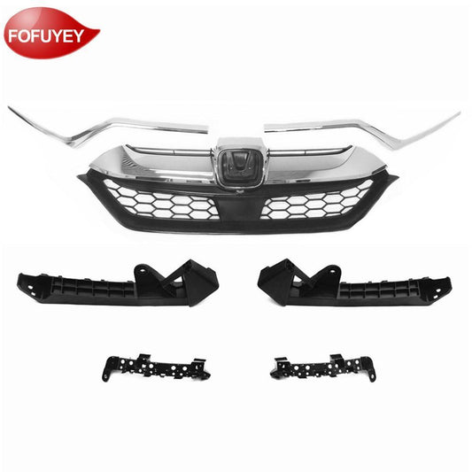 7PC For Honda CR-V 2017-2019 Chrome Grille & Molding Headlight Brackets Bumper