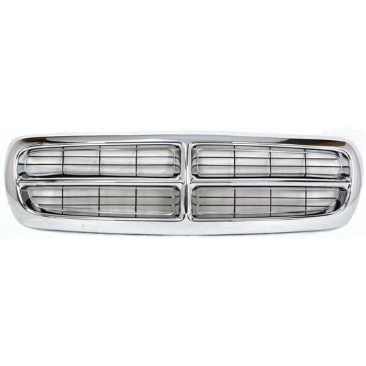 Grille For 97-2004 Dodge Dakota 98-2003 Durango Chrome Shell w/ Black Insert