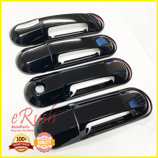 For 2002-2010 Ford Explorer+Sport Trac 8pcs Glossy Black Handle Covers w/ Bezels